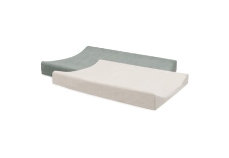 Jollein - Aankleedkussenhoes Badstof 50x70cm - Sea Green/Ivory - 2 Stuks
