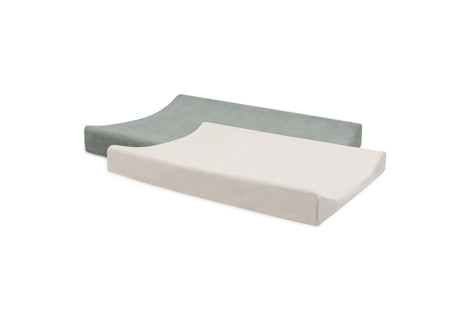 Jollein - Aankleedkussenhoes Badstof 50x70cm - Sea Green/Ivory - 2 Stuks