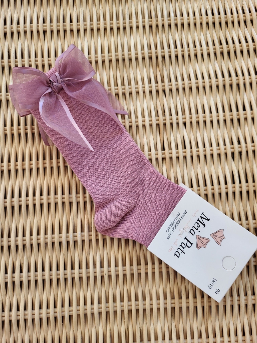Meia Pata - Kniekousen Oud Roze - Tule En Satijn Strik
