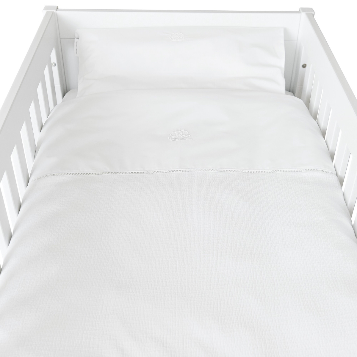 Theophile & Patachou - Donsovertrek bed 100x135cm + sloop - Gewafeld Wit