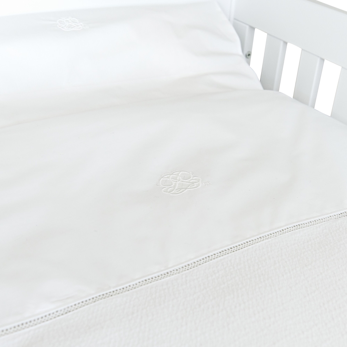 Theophile & Patachou - Donsovertrek bed 100x135cm + sloop - Gewafeld Wit