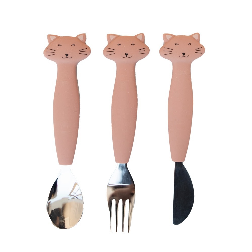 Trixie - Siliconen eetset 3 stuks - Mrs. Cat