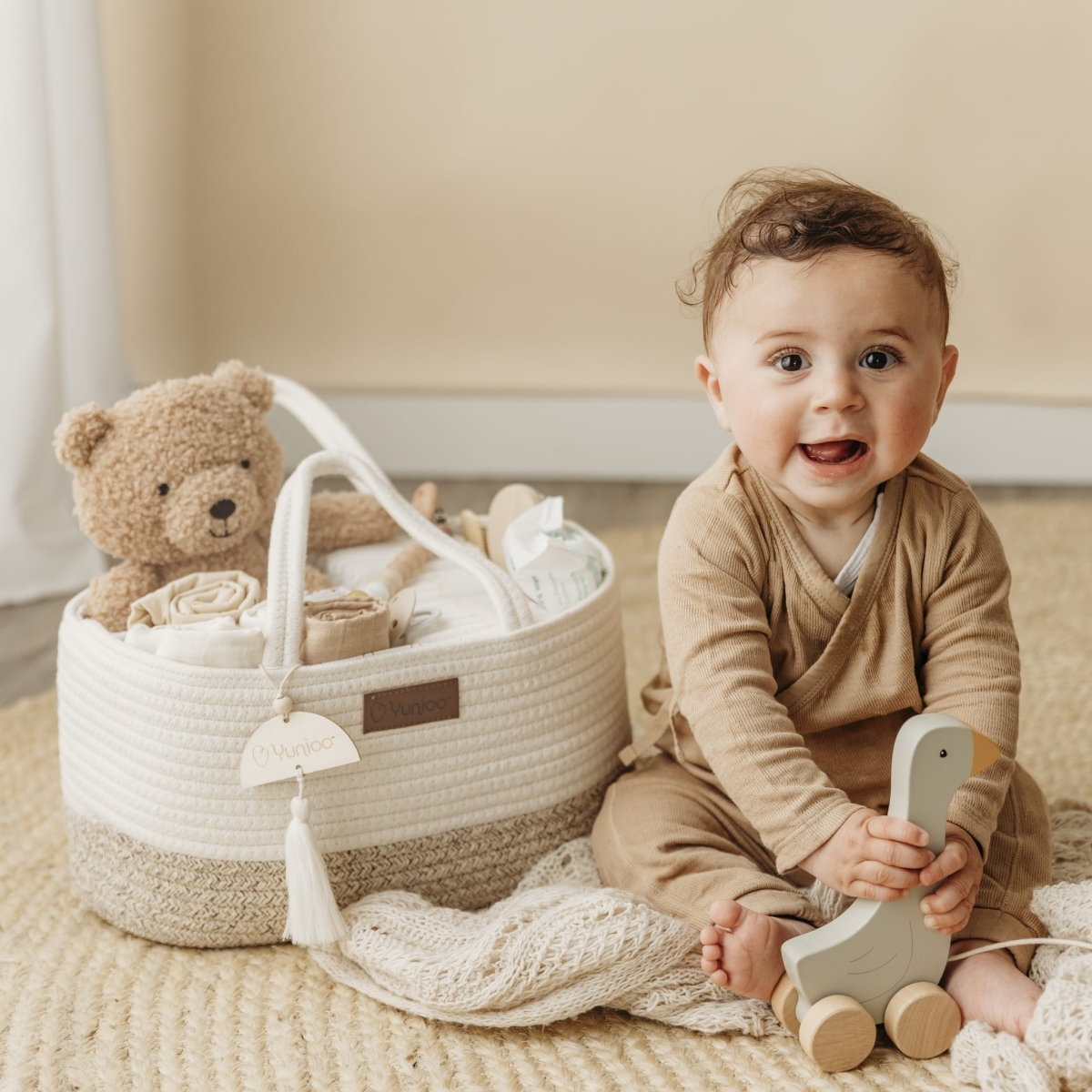 Yunioo - Diaper Caddy - White / Beige