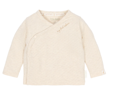 Little Dutch - t-shirt overslag lange mouw vanilla melee - beige