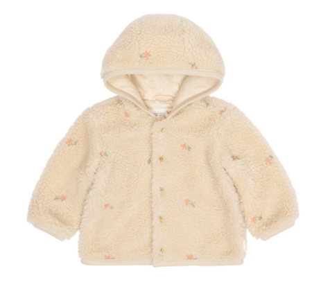 Little Dutch - teddy cardigan sand flowers - beige