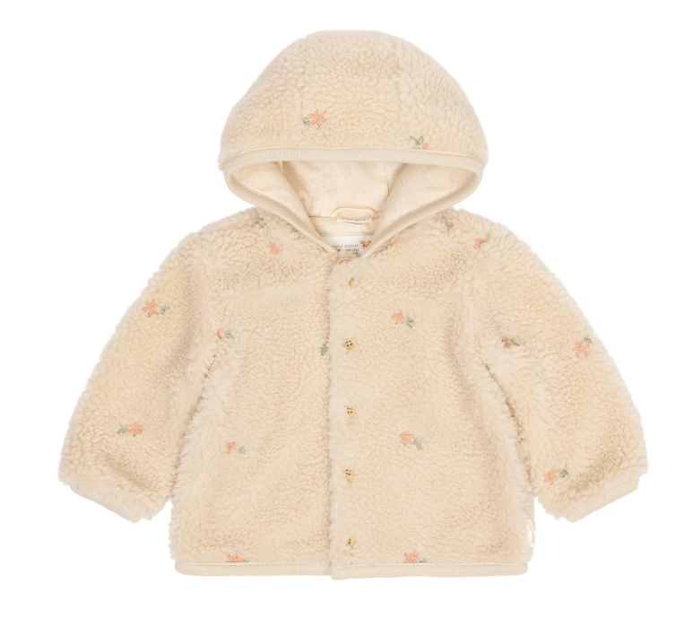 Little Dutch - teddy cardigan sand flowers - beige