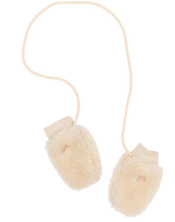 Little Dutch - teddy wanten met bloemenprint - beige