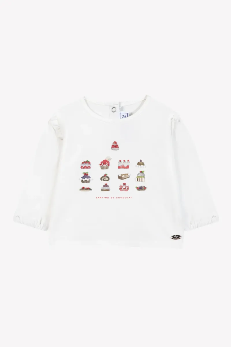 Tartine Et Chocolat - tshirt met lange mouwen kersentaarten - wit